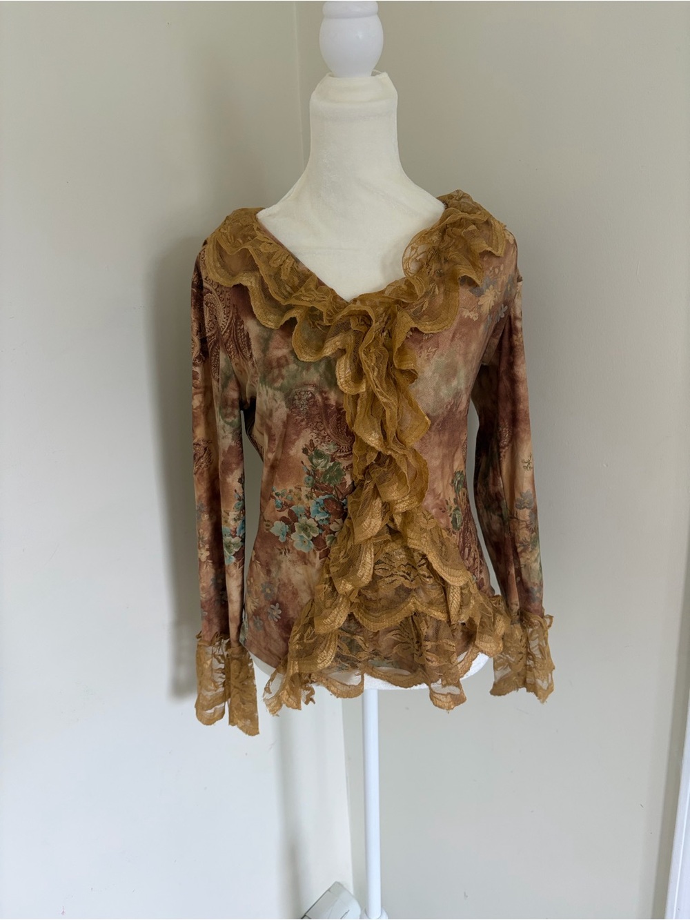 Y2K vintage ruffle mesh blouse top artsy fairy